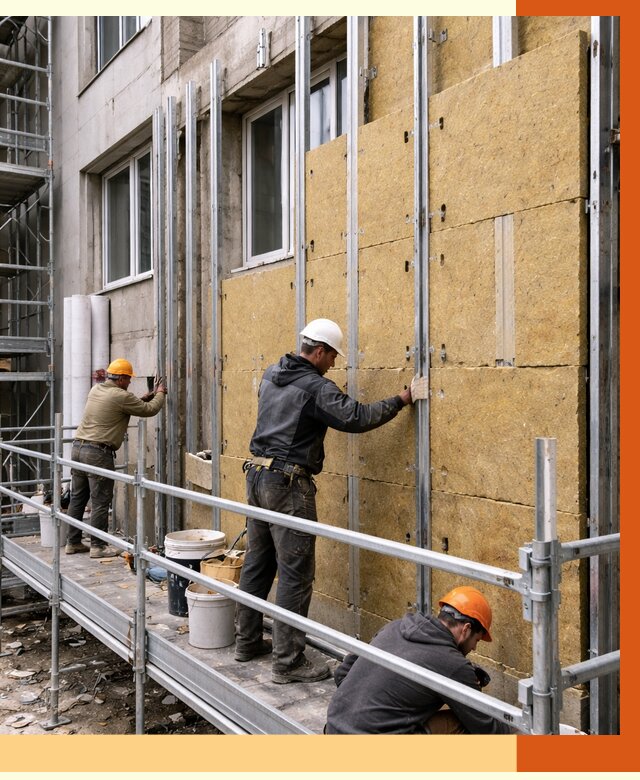 Утепление вентилируемого фасада в Долгопрудном от 5682 руб/м2 — монтаж и утепление вентфасад | ТепломастерДлг